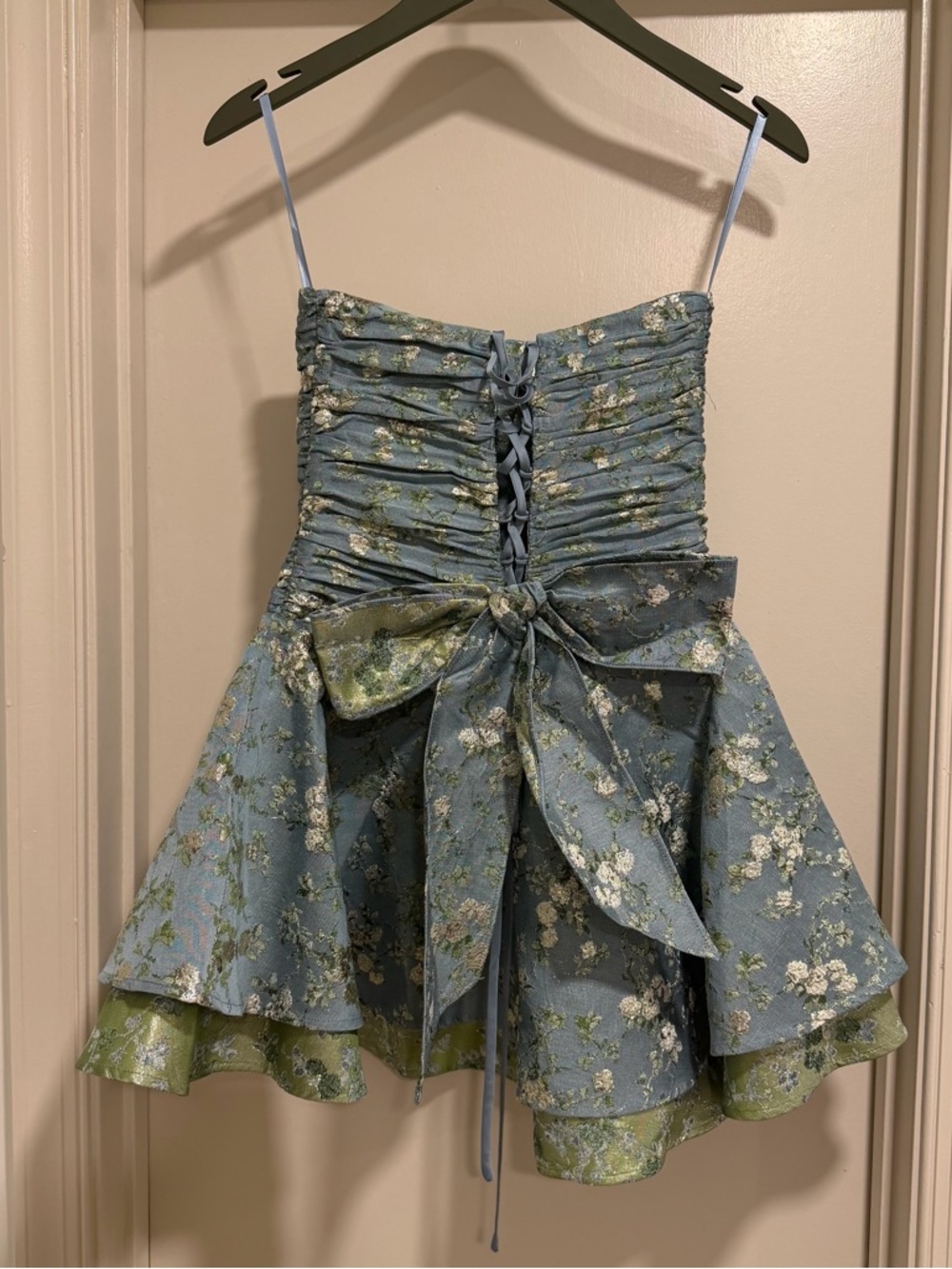 V. Chapman The Ellerie Dress Slate Blue Cheverny Brocade Size 2 NEW! With tags! - Picture 11 of 12